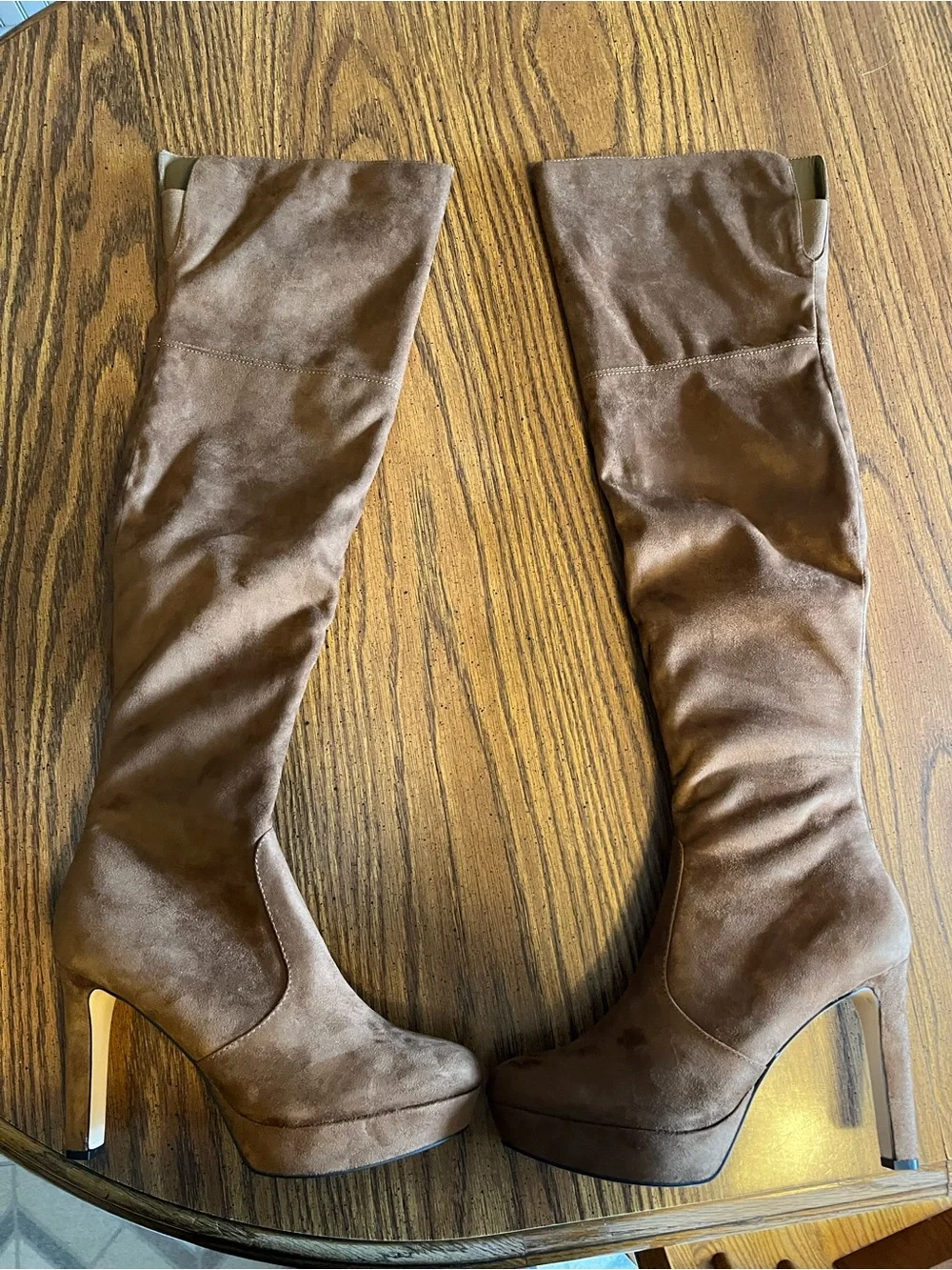 Nine West Brown Suede Over-the-Knee High Heel Boots